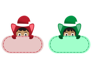 Cute Christmas Elf Kids Name Tag Stickers