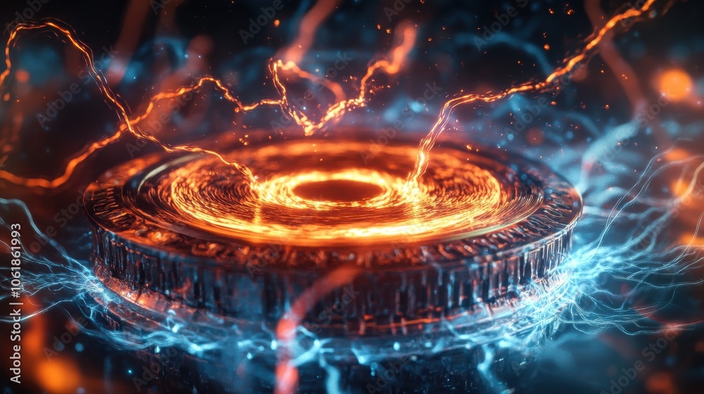 Fototapete an intricate artistic rendering of a glowing, electric energy source pulsating with vibrant colors