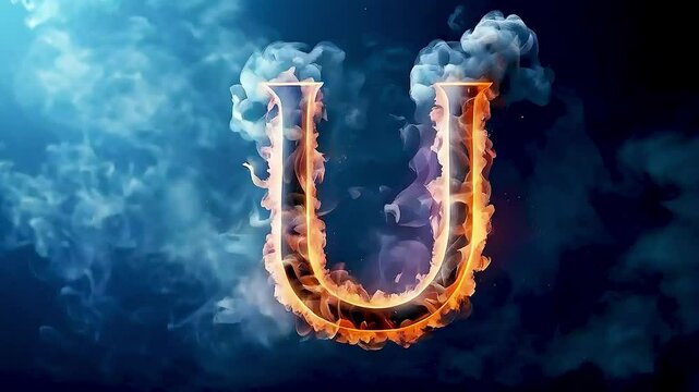 the letter  U on  fire