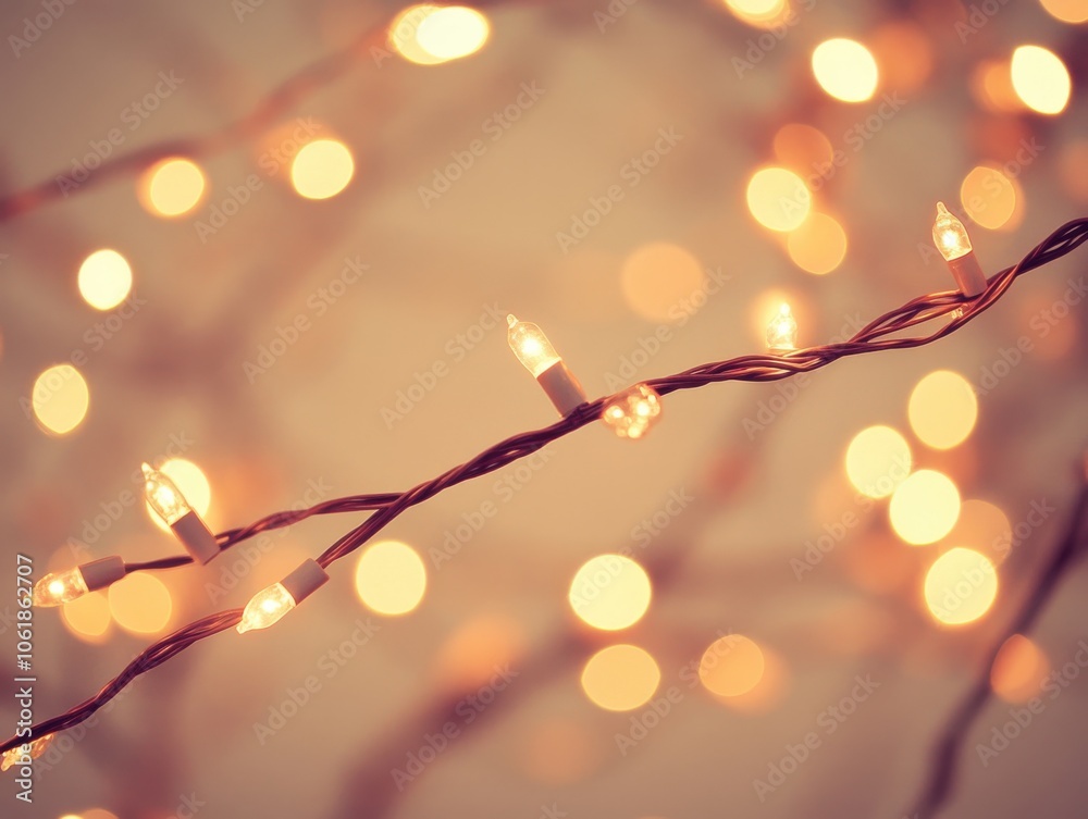 Aufkleber a soft and dreamy background with blurred fairy lights creating a magical atmosphere in a cozy indoo
