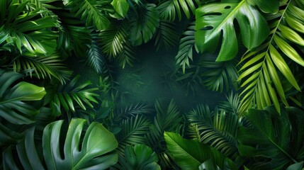 Lush green foliage fills the frame, creating a vibrant, tropical atmosphere with a sense of depth and tranquility.