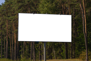 Background for design, white billboards on city streets and along roads in the summer day