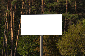 Background for design, white billboards on city streets and along roads in the summer day