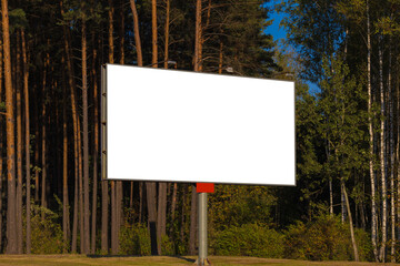 Background for design, white billboards on city streets and along roads in the summer day