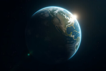 A remote image of the planet Earth from space