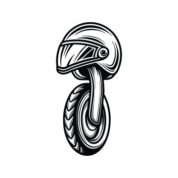 recommend clip art: An abstract illustration depicting the outline of a helmet and tire combined to form the letter "U".