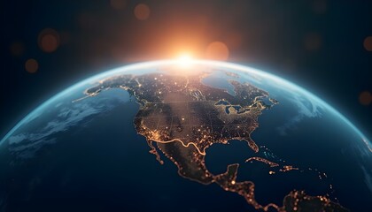 Digital world globe, concept of global network and connectivity on Earth, high speed data transfer and cyber technology, information exchange and international telecommunication