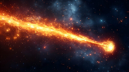Fototapeta premium Blazing Comet in Space, galaxy, stars, night sky, universe, cosmos