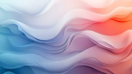 Obraz premium Smooth Gradient Waves in Pastel Blue and Coral Creating Ethereal Flow Pattern