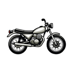 A minimalist line drawing of a motorbike viewed from the side, highlighting the curves and mechanics.