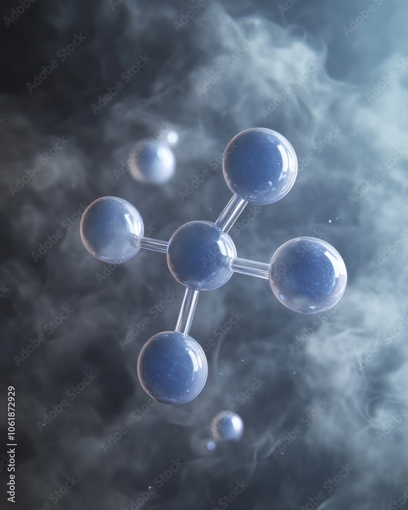 Aufkleber detailed representation of a water molecule structure showing two hydrogen atoms and one oxygen atom