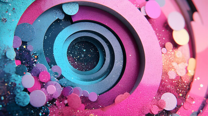Obraz premium Abstract Pink and Blue Glitter Circles, texture, background, pattern, design, art