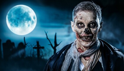 Obraz premium Zombie costume during Halloween night, scary, horror 
