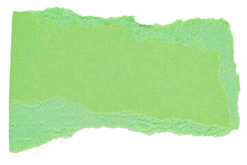 Isolated cut out torn piece of blank green paper note cardboard with texture and copy space for...