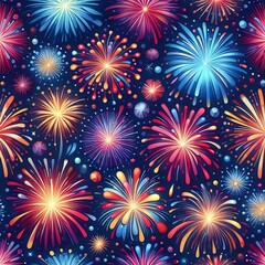 Fototapeta premium Vibrant Fireworks Display Against the Night Sky