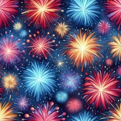 Fototapeta premium Vibrant Fireworks Display Against the Night Sky