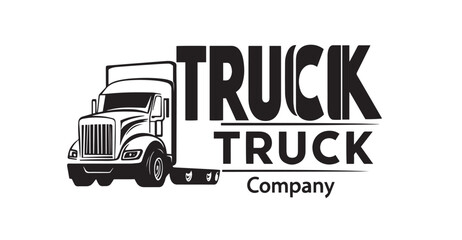 Vector monochrome template with truck for trucking company.