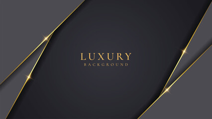 Abstract shape black and gold lines luxury background