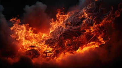 Realistic fire flame transparent background.  