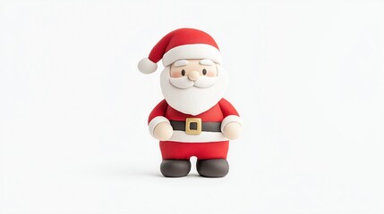 Cute Santa Claus figurine, perfect for holiday decoration and celebrations, on a white isolated background.