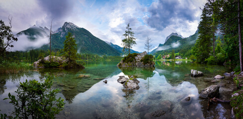 Panorama of Hintersee in Berchtesgadener Zauberwald