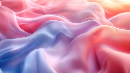 Obraz premium A close-up shot of a soft, flowing pink and blue fabric with gentle waves and highlights.
