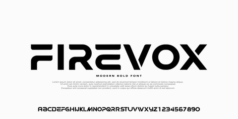 Modern Bold Futuristic Font, Alphabet heavy and strong font, typeface design for technology, sport, fashion, urban, Uppercase and Number.Vector illustration