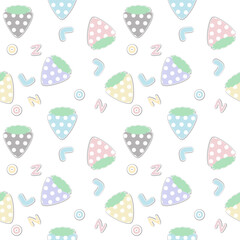 Strawberry pastel color. Cartoon so cute. On white background. Pattern seamless vector illustration.
