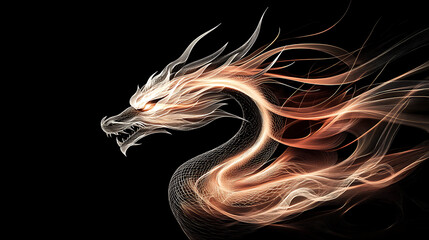 Luminous Dragon, wallpaper, the art of line drawings expresses the fierceness and sensitivity of the dragon.