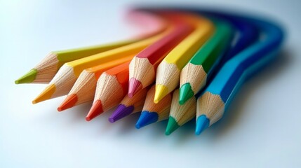 Frame made of color pencils on white background