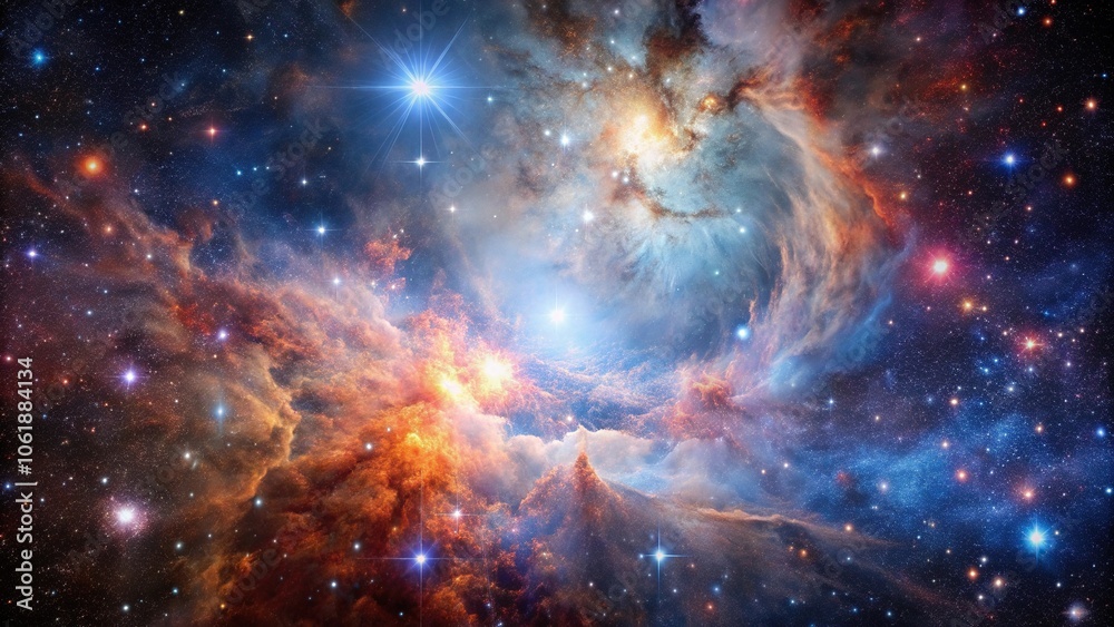 Wall mural star-forming region in a distant galaxy with intense radiation, interstellar medium, planetary syste