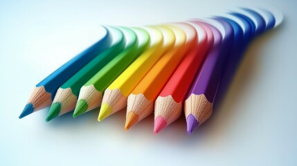 Fototapeta premium Frame made of color pencils on white background