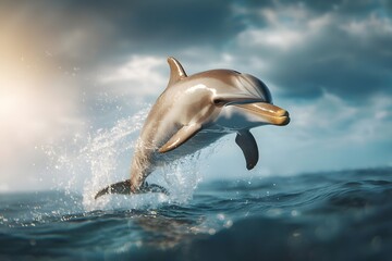 Playful Dolphin Leaping Through Ocean Waves