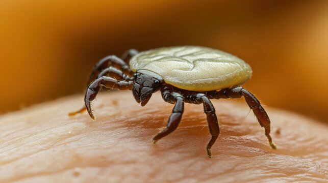 Close-up View of a Tick on Human Skin