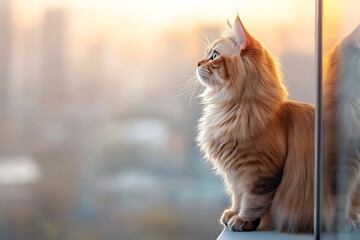 Elegant Persian Cat Gazing from a High Angle Perspective