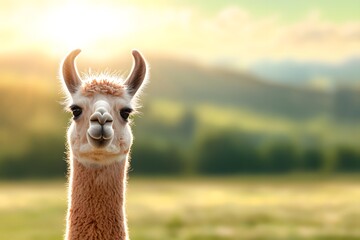 Obraz premium Curious Llama Expressing Humor in Nature
