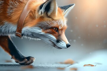 Fototapeta premium Close-Up of a Photorealistic Fox with Elegance