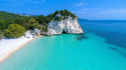 Obraz premium Breathtaking turquoise waters and white sandy beach create serene escape