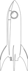 Illustration of a minimalist rocket with just strokes. Image that refers to growth, evolution, increase, enrichment
