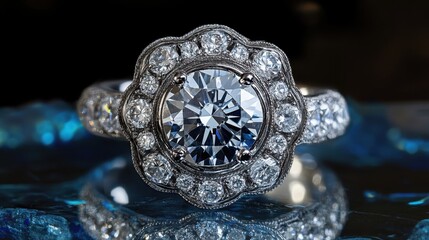 Sparkling Vintage Engagement Ring with Round Diamond