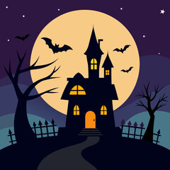 halloween background with house