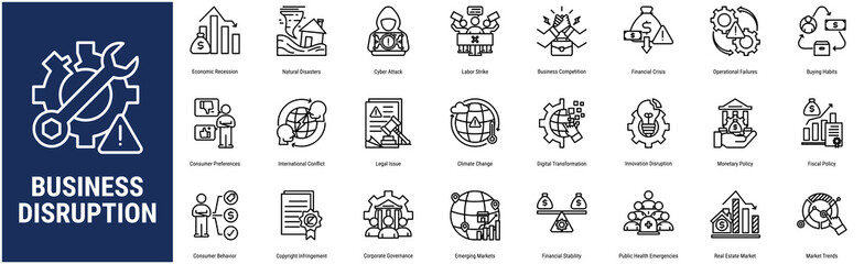 Business Disruption Icon Set 