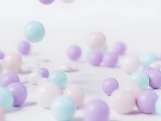 soft, colorful balls falling gently from above onto a soft surface