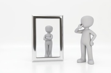 a man symbolizes thoughts, reflection, throwing a cloud of thoughts