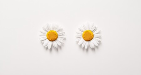 Close-up of two beautiful white daisy flowers against a plain background