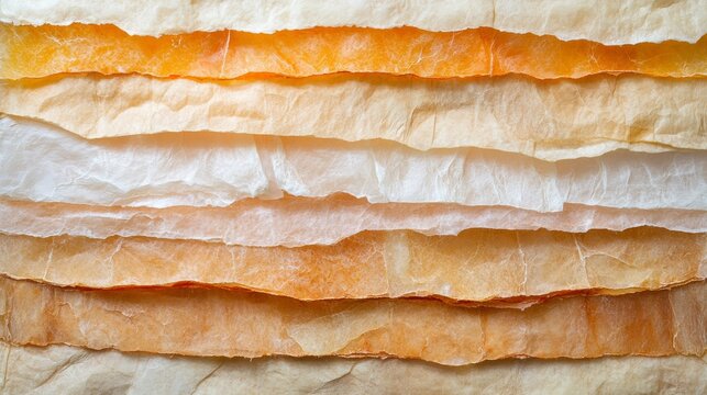 Vibrant orange and soft white textured paper, a closeup view of abstract patterns creative design
