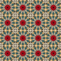 Pattern with crochet granny square with flowers wallpaper handmade decorative art design print	