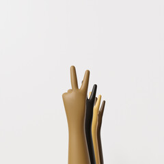 Fototapeta premium Peace and Diversity - Hands Making Victory Sign