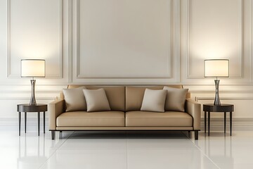 Leather Sofa and Armchairs in Modern Living Room