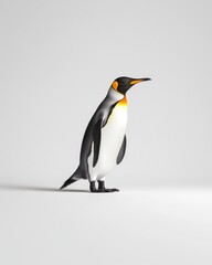 Naklejka premium Elegant emperor penguin standing against a plain background